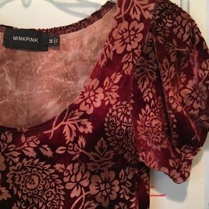 Red velvet floral skater dress